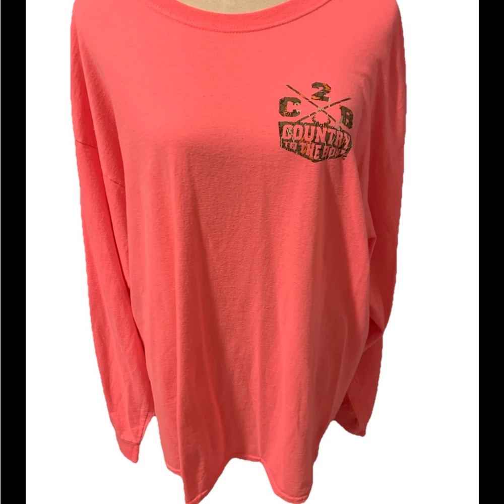 Country To The Bone Women’s Long Sleeve Tee Pink Size XL